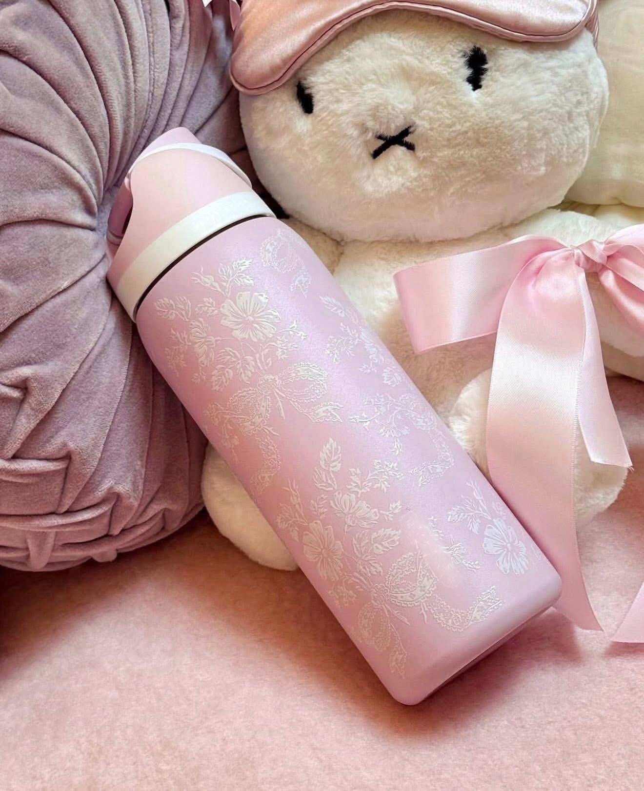 Pink Ribbon Toile Bottle