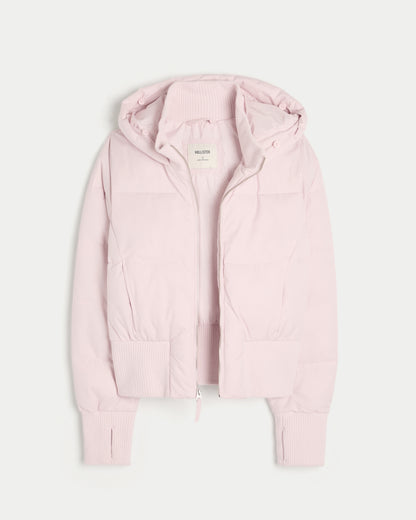 Faux Fur Trim Puffer Bomber Jacket