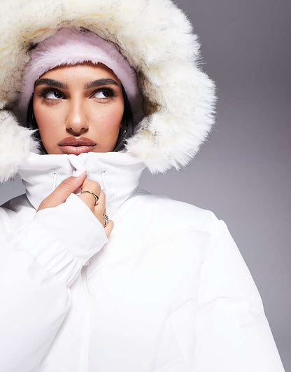 Faux Fur Trim Puffer Bomber Jacket