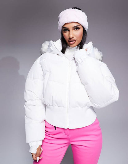 Faux Fur Trim Puffer Bomber Jacket