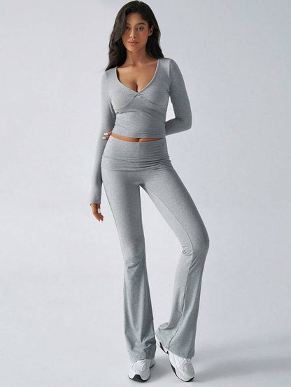 GREY COTTON LONGSLEEVE FOLDOVER PANTS