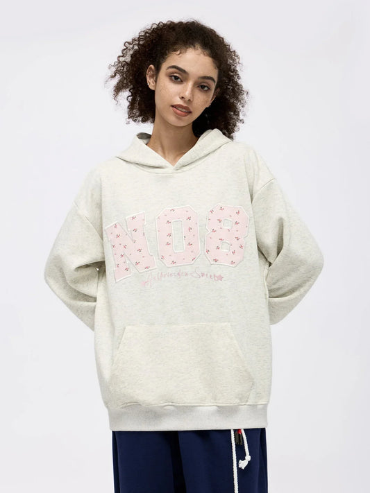 FLOWER EMBROIDERY NUMBER HOODIE