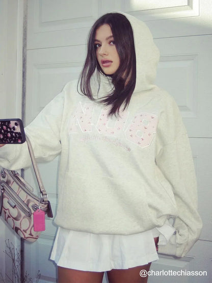 FLOWER EMBROIDERY NUMBER HOODIE