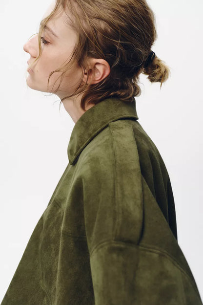 FAUX SUEDE BOMBER JACKET
