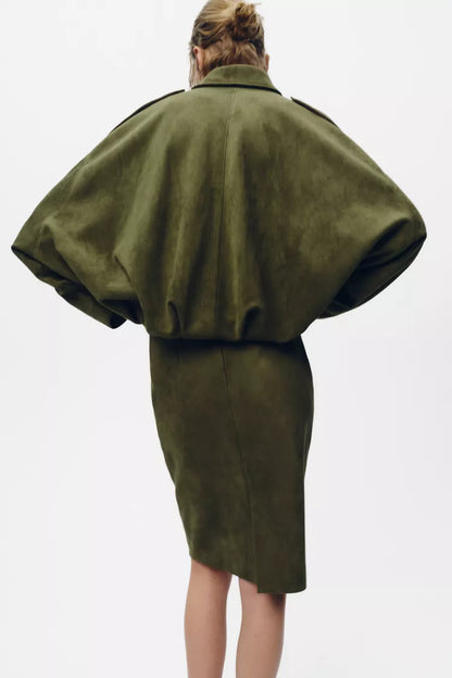 FAUX SUEDE BOMBER JACKET