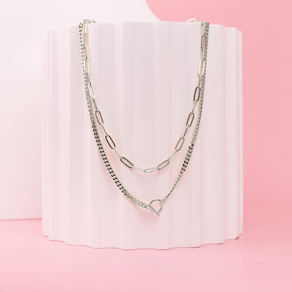 Layered Chain Circle Necklace