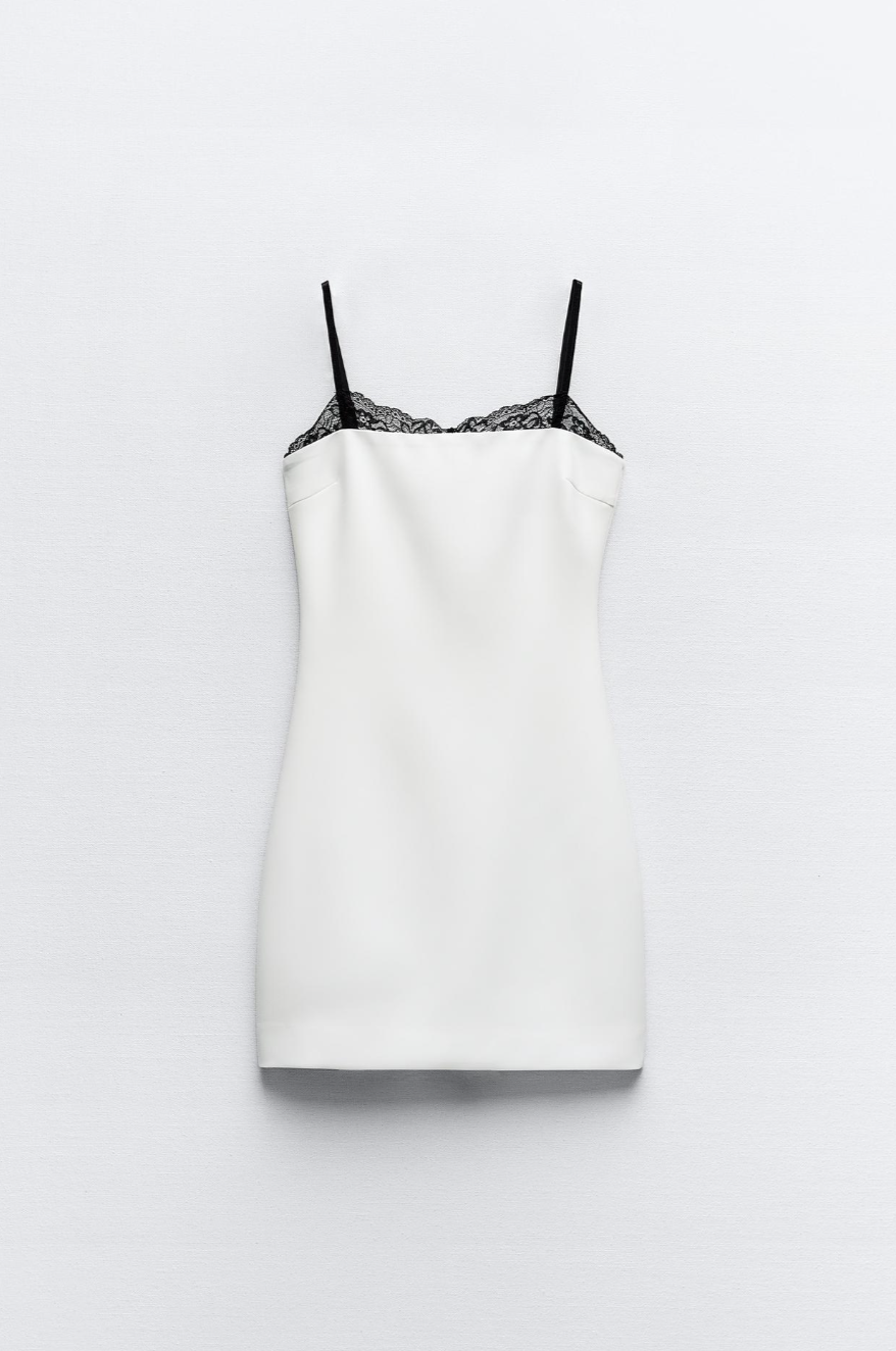 LACE TRIM FITTED DRESS