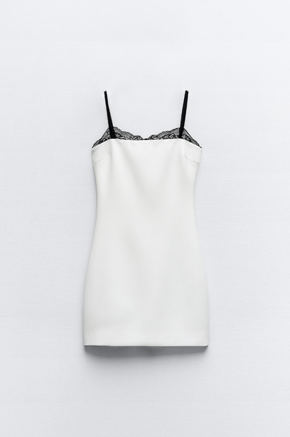 LACE TRIM FITTED DRESS
