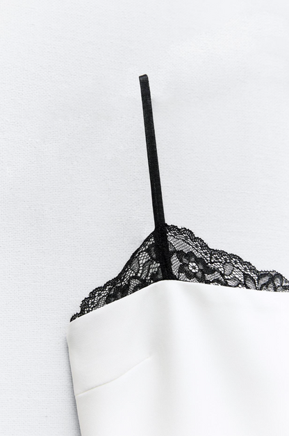 LACE TRIM FITTED DRESS