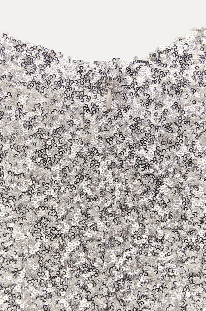SHOULDER PADS SEQUIN DRESS