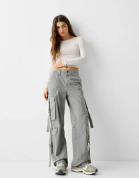 Cotton cargo trousers with straps