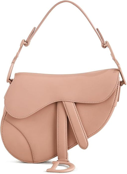 Saddle Style Shoulder Bag Nude Beige