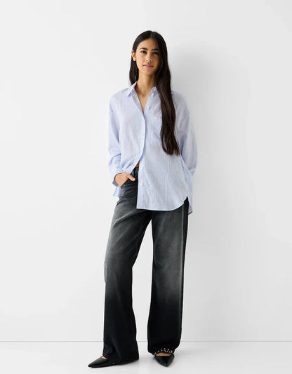 Long sleeve oversize linen shirt