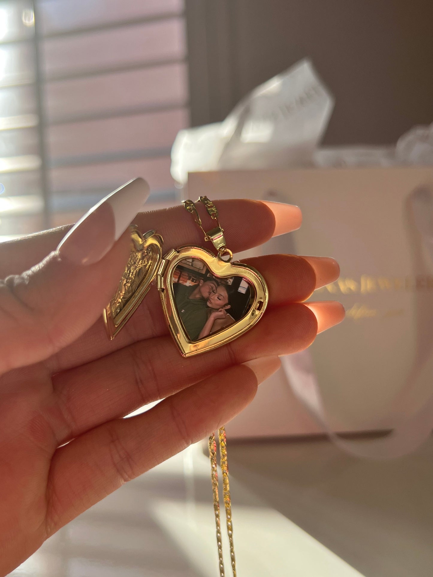 Gold Plated Photo Heart Locket Necklace
