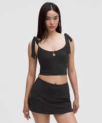Chic Front Bow Crop Top – Pink & Black