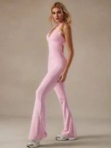 Satin Pink Belted Jumpsuit