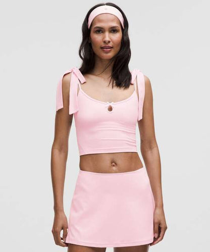 Chic Front Bow Crop Top – Pink & Black